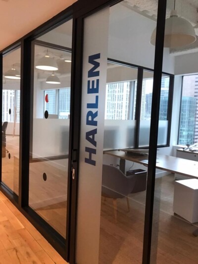 Branded conference room glass film NYC