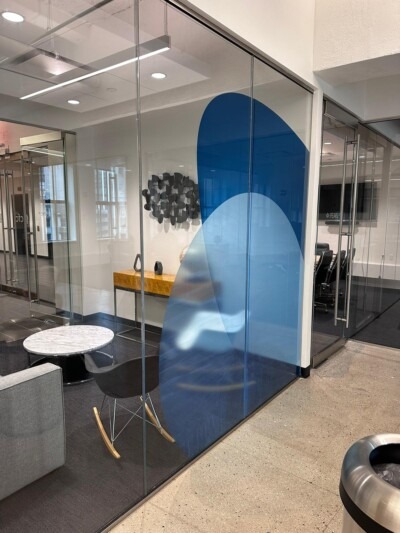 Decorative art glass film installation NYC